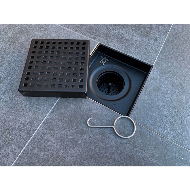 Reln Black Stainless Steel Shower Drain - 8-in X 8-in