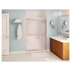 Maax Aura Sliding Shower Door - Clear Tempered Glass - Chrome - Aluminum Exterior Frame