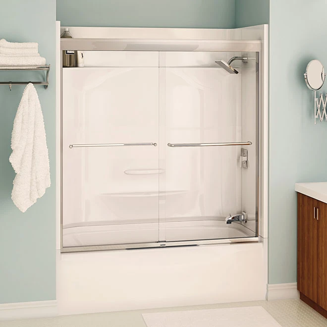 Maax Aura Sliding Bathtub Door - 51-55-in X 57-in - Clear Glass - Chrome Finish