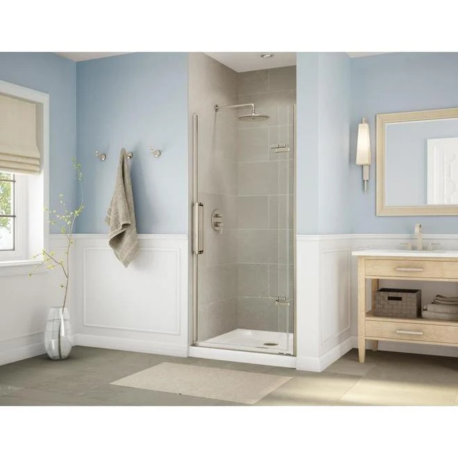 BlissFrameless Shower Door 71.5-in H X 30-in W Brushed Nickel