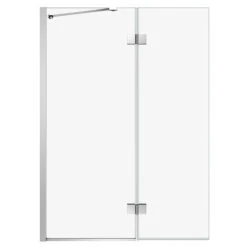 Maax Axial Duo Bathtub Shield - 42-in X 58-in - Clear Glass - Chrome Finish