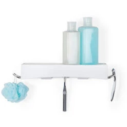 Better Living Clever Flip White Plastic Shower Shelf