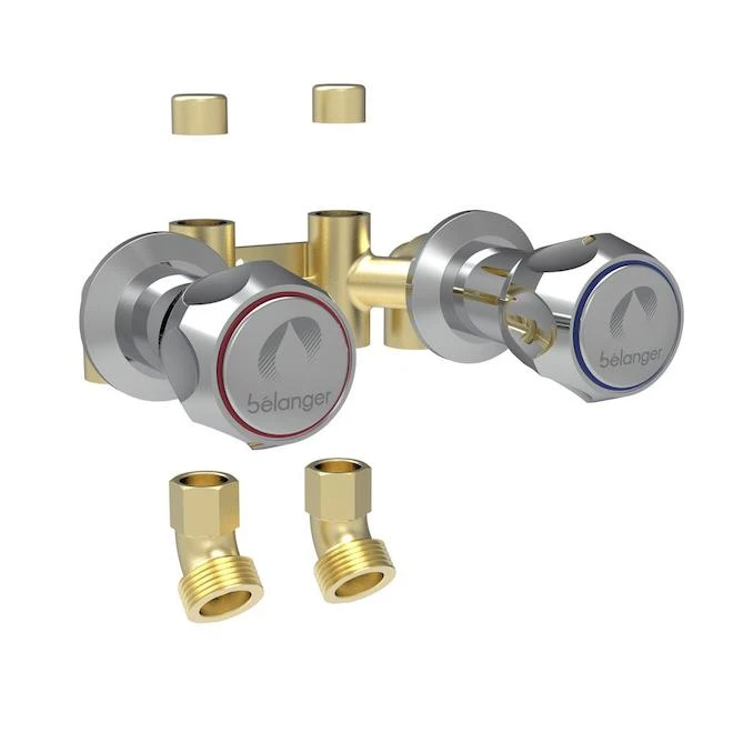 Bélanger Concealed Washing Machine Faucet - Polished Chrome - 2 Knobs - 4 1/2-in Centreset