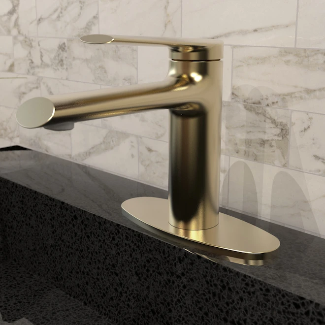 Belanger Opalia 1-Handle Lavatory Faucet With Presto Drain 6-in Matte Gold - Image 3