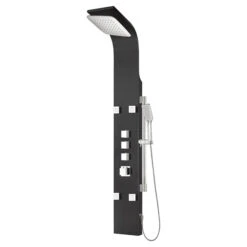 Project Source Shower Panel - Hand Shower - Black Finish - Rectangular Head - Stainless Steel And Brass