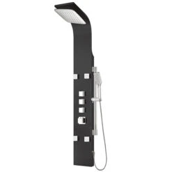 Project Source Thermostatic Shower Panel - Black Finish - Rectangular Head - Stainless Steel And Brass