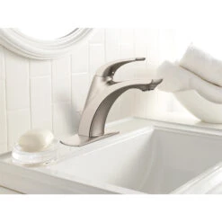Moen Zarina Bathroom Faucet With Spot Resist - Brushed Nickel - 1 Handle - Modern