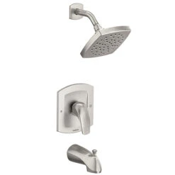 Moen Zarina Spot Resist Brushed Nickel 1-Handle Bathtub And Shower Faucet With Valve