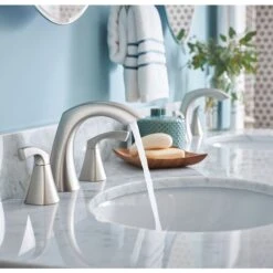 Moen Lindor 2-Handle Bathroom Sink Faucet - Metal And Plastic Brushed Nickel