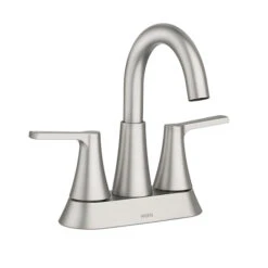 Moen Mikah Brushed Nickel 2-Handle Centerset Bathroom Sink Faucet - Push-Down Drain Included