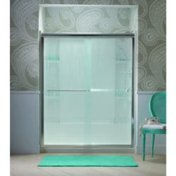 Sterling Finesse 54.625-in To 59.625-in W X 70.0625-in H Polished Bright Silver Sliding Shower Door