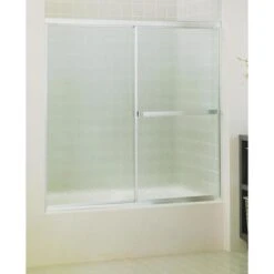Sterling Standard 59-in W X 56.437-in H Silver Bathtub Door