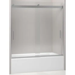 KOHLER Levity 59.625-in W X 59.75-in H Bright Silver Bathtub Door