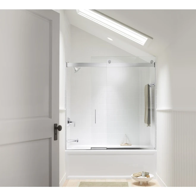 KOHLER Levity 59.625-in W X 59.75-in H Bright Silver Bathtub Door - Image 2
