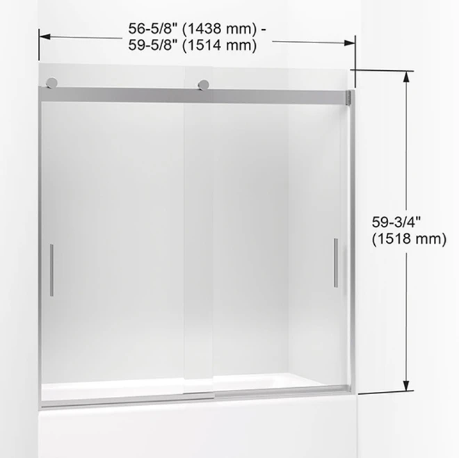 KOHLER Levity 59.625-in W X 59.75-in H Bright Silver Bathtub Door - Image 4