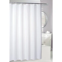 Moda At Home Bali Cotton Solid White Solid Shower Curtain