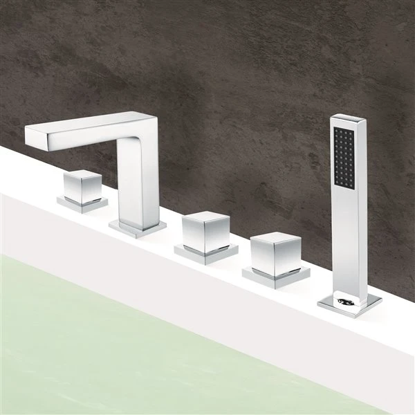 Jade Bath Kamila Chrome Deck-Mounted Bathtub Faucet - Image 2