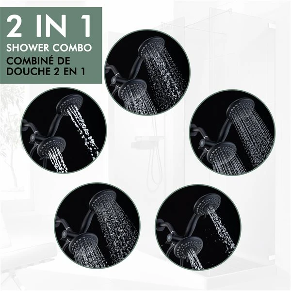 Clihome 2-function Matte Black 1-spray Shower Head And Handheld Shower Combo 2.5 Gpm (9.5 Lpm) - Image 4