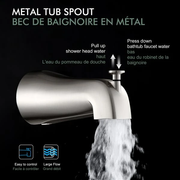 Clihome 2-function Shower System Brushed Nickel 1-handle Bathtub And Shower - Faucet Valve Included - Image 3