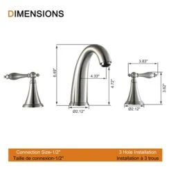 Clihome Brushed Nickel 2-handle Widespread Watersense Bathroom Sink Faucet - Drain Included
