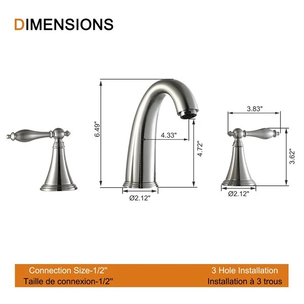 Clihome Brushed Nickel 2-handle Widespread Watersense Bathroom Sink Faucet - Drain Included