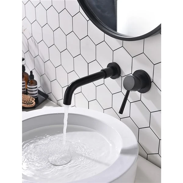 Dornberg Matte Black 1-Handle 2-Hole Bathroom Sink Faucet - Deck Plate Included - Image 4