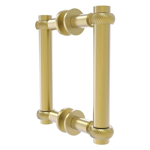 Allied Brass Contemporary Satin Brass 6-in Back To Back Shower Door Pull With Twisted Accent