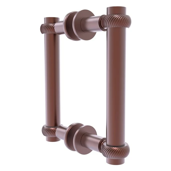 Allied Brass Contemporary Antique Copper 6-in Back To Back Shower Door Pull With Twisted Accent