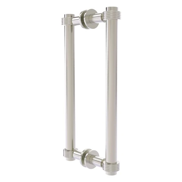 Allied Brass Satin Nickel Contemporary 12-in Back To Back Shower Door Pull With Grooved Accent