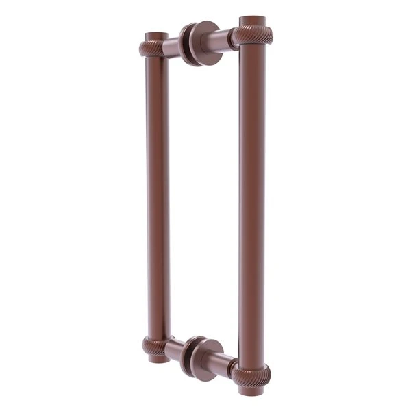 Allied Brass Antique Copper Contemporary 12-in Back To Back Shower Door Pull With Twisted Accent