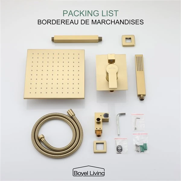 Boyel Living 10-in Waterfall Ceiling Mount Dual Shower Heads In Brushed Gold - Image 4