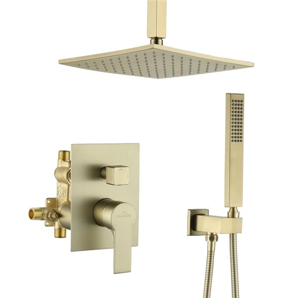 Boyel Living 10-in Waterfall Ceiling Mount Dual Shower Heads In Brushed Gold - Image 2