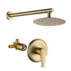 Boyel Living 2.5 GPM Wall-Mount Rain Fixed Shower Faucet In Brushed Gold