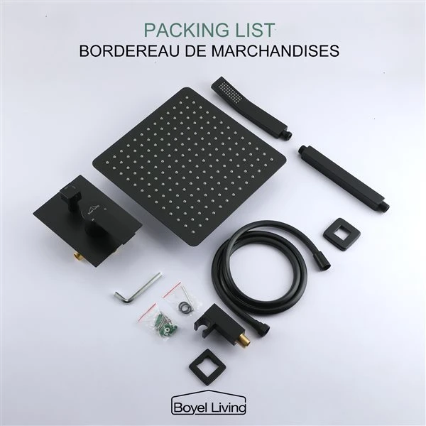 Boyel Living 2.3 GPM 12-in Ceiling Mount Dual Shower Heads In Matte Black - Image 2