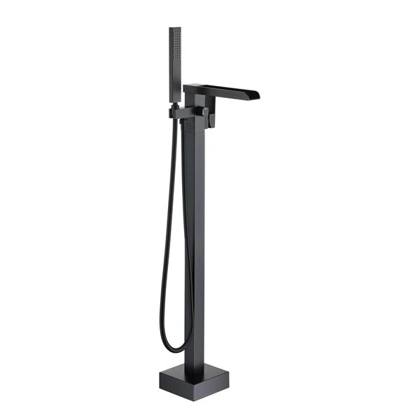Boyel Living Freestanding Floor Mount Waterfall Tub Faucet In Matte Black - Image 5