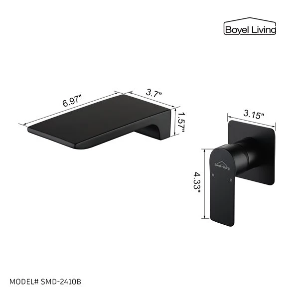 Boyel Living 1-Handle Waterfall Bathroom Sink Faucet In Matte Black - Image 5