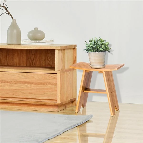 Costway 18-in Bamboo Freestanding Shower Seat With Storage Shelf - Image 5
