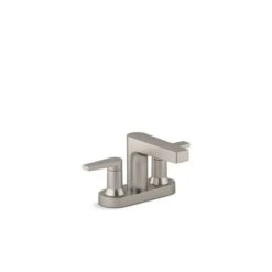 KOHLER Taut Brushed Nickel 2-Handle Widespread Bathroom Sink Faucet - Drain And Deck Plate Included