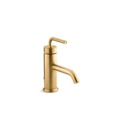 KOHLER Purist Brushed Brass 1-Handle Single Hole WaterSense Labelled Bathroom Sink Faucet - Drain Included