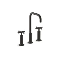 KOHLER Purist Matte Black 2-Handle Widespread WaterSense Labelled Bathroom Sink Faucet - Drain Included