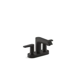 KOHLER Hint Matte Black 2-Handle Widespread WaterSense Labelled Bathroom Sink Faucet - Drain And Deck Plate Included