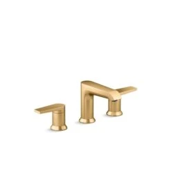 KOHLER Avid Brushed Brass 2-Handle Widespread WaterSense Labelled Bathroom Sink Faucet - Drain Included