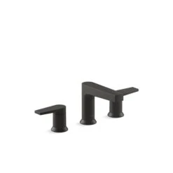KOHLER Taut Matte Black 2-Handle Widespread WaterSense Labelled Bathroom Sink Faucet - Drain Included