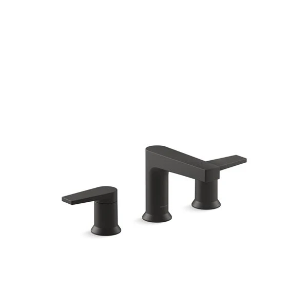 KOHLER Taut Matte Black 2-Handle Widespread WaterSense Labelled Bathroom Sink Faucet - Drain Included