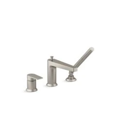 KOHLER Taut Brushed Nickel 1-Handle Residential Deck Mount Roman Bathtub Faucet - Hand Shower Included