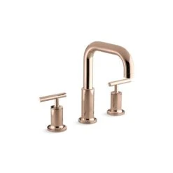 KOHLER Purist Rose Gold 2-Handle Residential Deck Mount Roman Bathtub Faucet