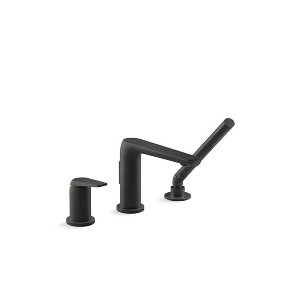 KOHLER Avid Matte Black 1-Handle Residential Deck Mount Roman Bathtub Faucet - Hand Shower Included