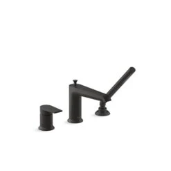 KOHLER Hint Matte Black 1-Handle Residential Deck Mount Roman Bathtub Faucet - Hand Shower Included