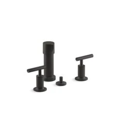 KOHLER Purist Matte Black Vertical Spray Bidet Faucet With Lever Handles
