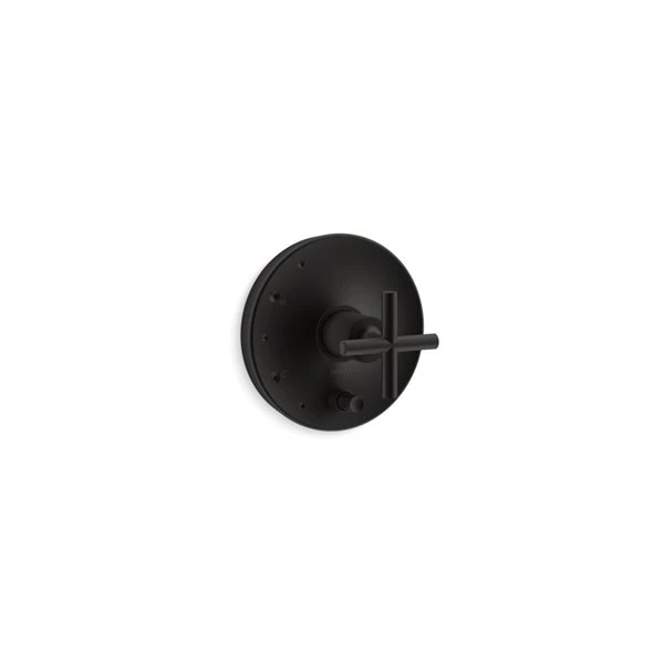 KOHLER Purist Matte Black Metal Cross Valve Trim And Shower Handle